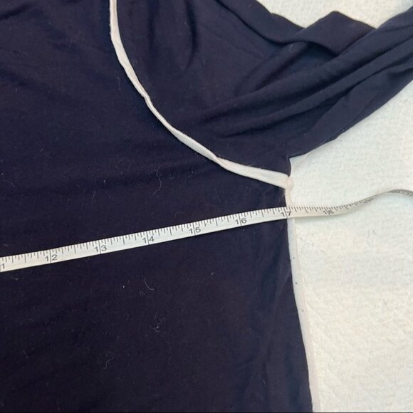 𝅺TAHARI Elements Black Top Blouse White Piping 3/4 Sleeves Size S - Picture 8 of 10